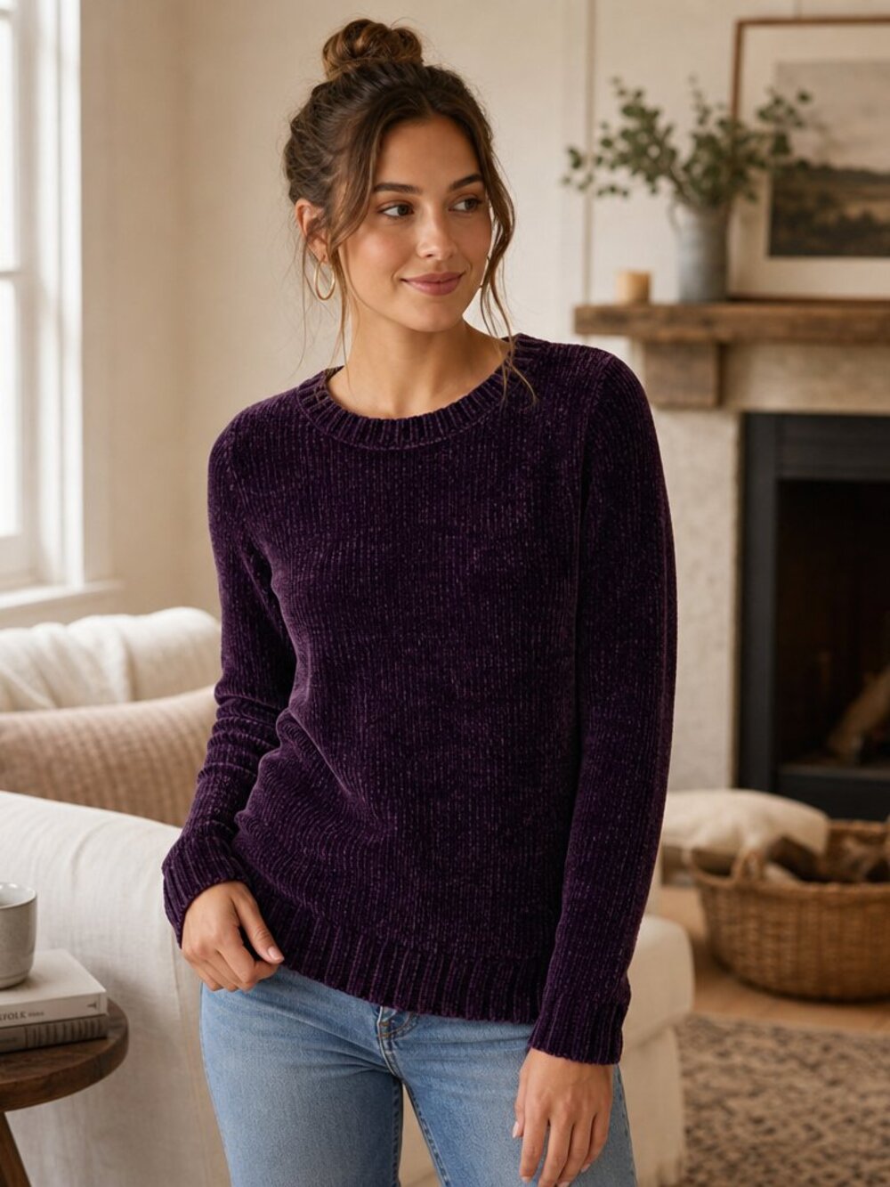 Orvis Women’s Crewneck Sweater – Deep Plum – Size XS – Good Condition